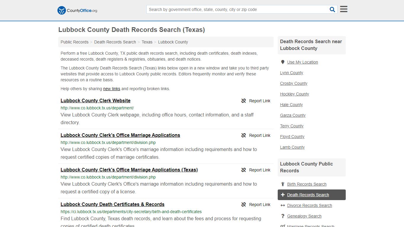 Death Records Search - Lubbock County, TX (Death ...