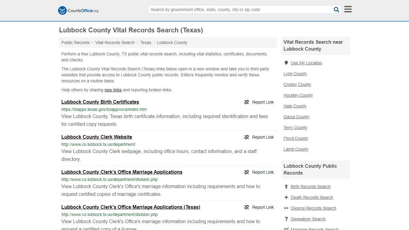 Vital Records Search - Lubbock County, TX (Birth, Death ...